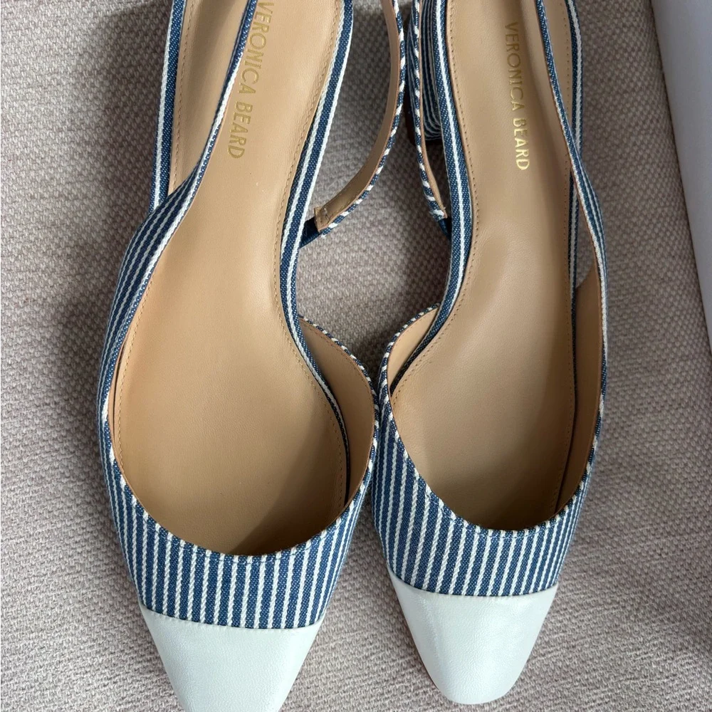 Veronica Beard Blue and White Cecile Slingbacks - Picture 5 of 11